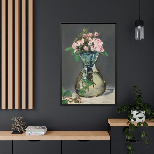 Moss Roses in a Vase by  Edouard Manet Framed Canvas