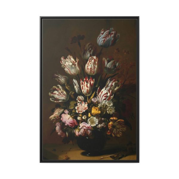 Still Life With Flowers by Hans Bollongier Framed Canvas
