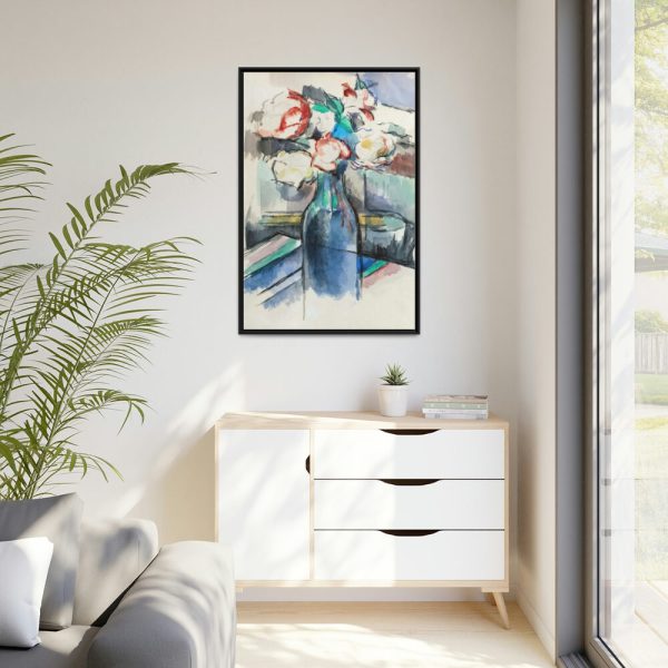 Roses in a Bottle by Paul Cézanne Framed Canvas