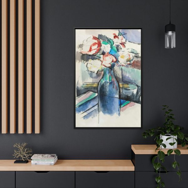 Roses in a Bottle by Paul Cézanne Framed Canvas