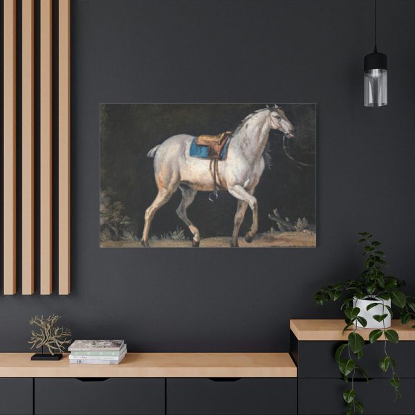 91638-18.jpg Saddled Gray Horse Walking by Jacques-Laurent Agasse Standard Canvas