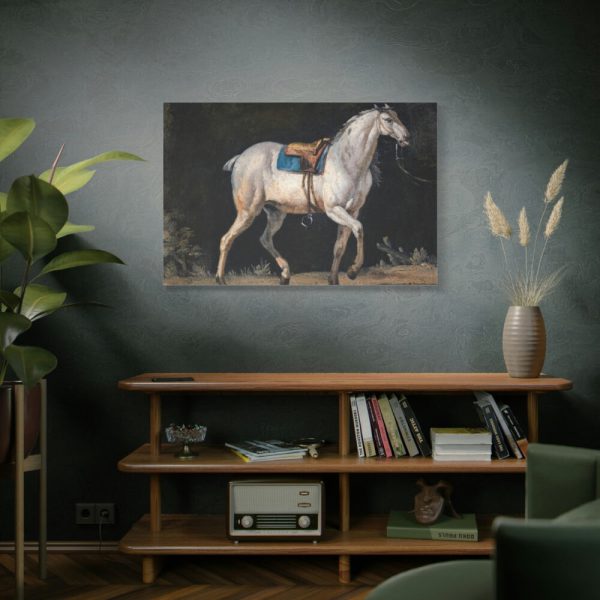 91638-19.jpg Saddled Gray Horse Walking by Jacques-Laurent Agasse Standard Canvas