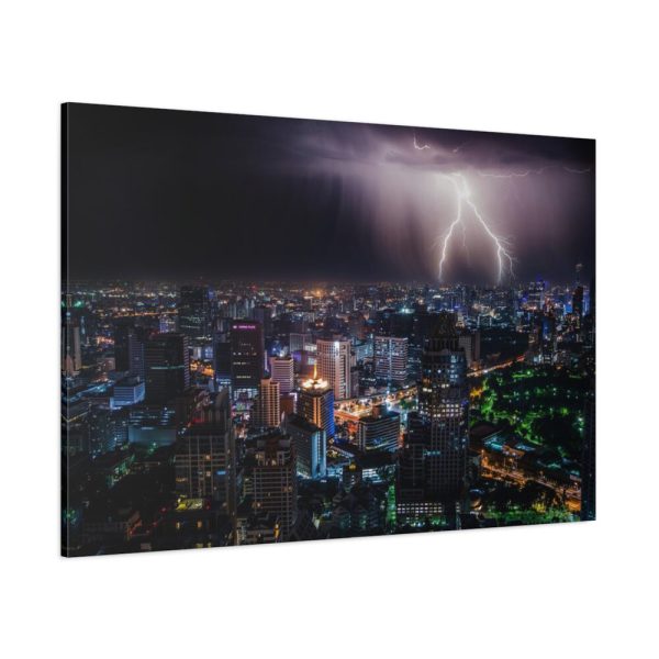 91638-275.jpg Lighting Strikes on a Stormy Night Over Bangkok's Skyline Standard Canvas