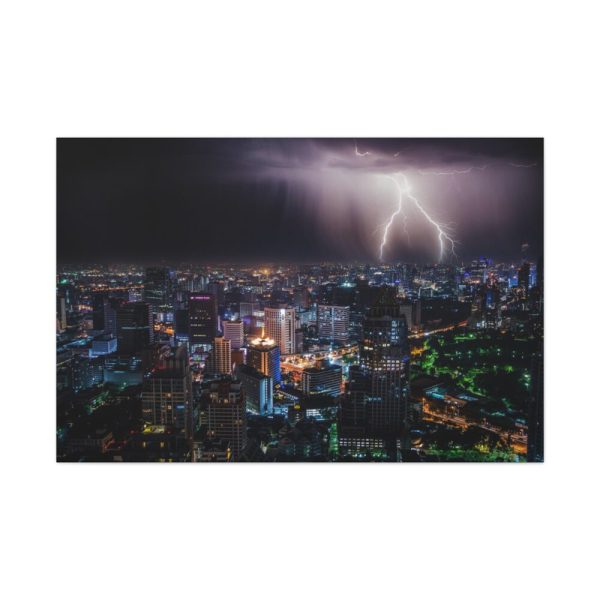 91638-276.jpg Lighting Strikes on a Stormy Night Over Bangkok's Skyline Standard Canvas