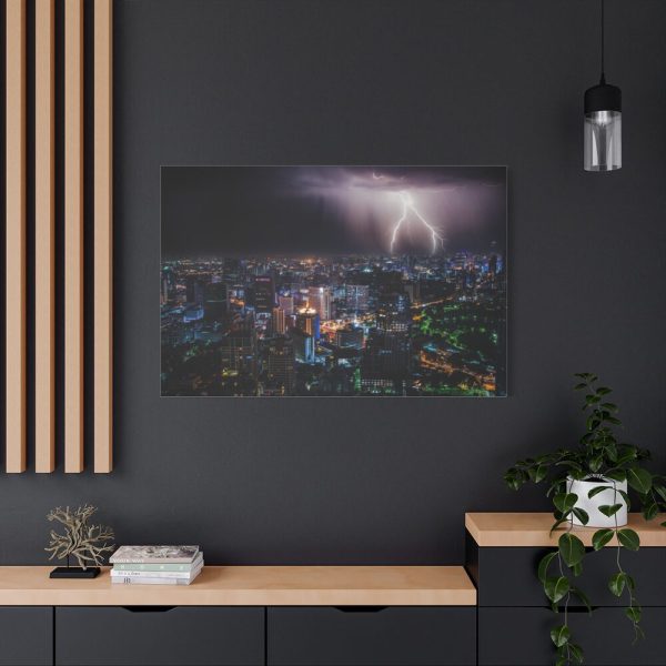 91638-278.jpg Lighting Strikes on a Stormy Night Over Bangkok's Skyline Standard Canvas