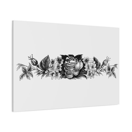 Vintage Victorian Style Blooming Flowers Engraving Standard Canvas