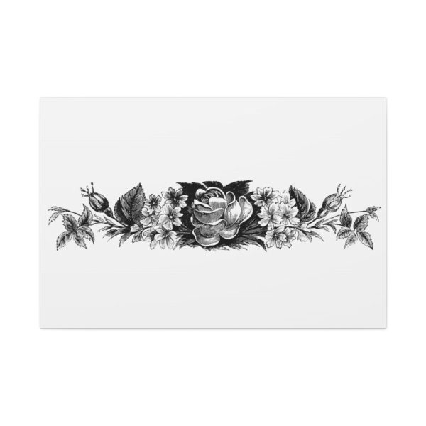 Vintage Victorian Style Blooming Flowers Engraving Standard Canvas