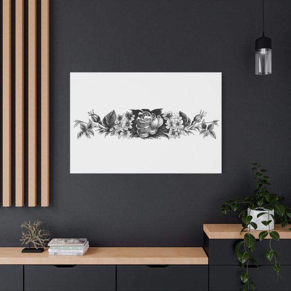 Vintage Victorian Style Blooming Flowers Engraving Standard Canvas
