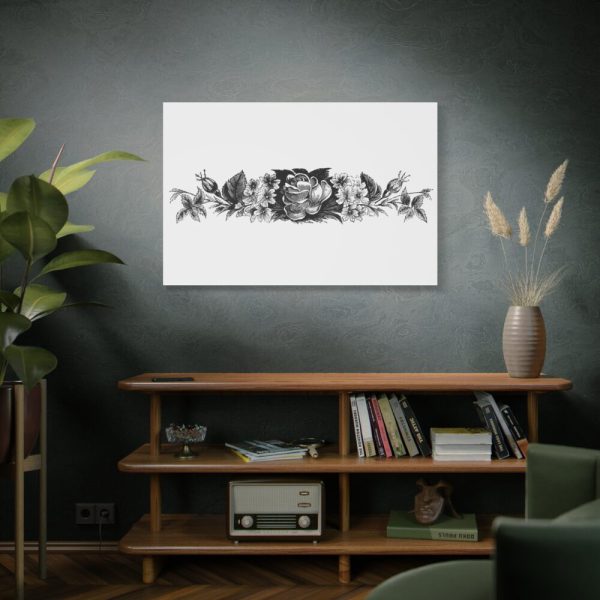 Vintage Victorian Style Blooming Flowers Engraving Standard Canvas
