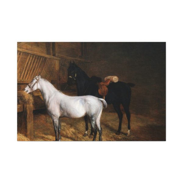 A Grey Pony and a Black Charger by Jacques-Laurent Agasse Standard Canvas