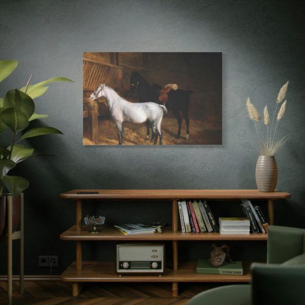 A Grey Pony and a Black Charger by Jacques-Laurent Agasse Standard Canvas