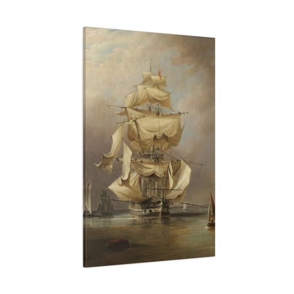 91655-160.jpg H.M.S. Asia Taking in Her Sails by Richard B. B. Standard Canvas