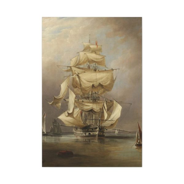 91655-161.jpg H.M.S. Asia Taking in Her Sails by Richard B. B. Standard Canvas