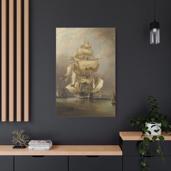 91655-163.jpg H.M.S. Asia Taking in Her Sails by Richard B. B. Standard Canvas