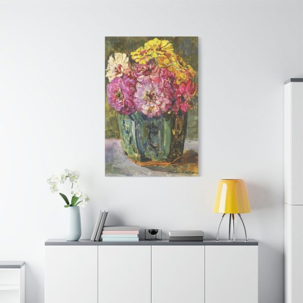 91655-22.jpg Still Life with Zinnias in a Green Jar by Floris Verster Standard Canvas