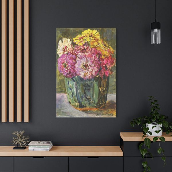 91655-23.jpg Still Life with Zinnias in a Green Jar by Floris Verster Standard Canvas