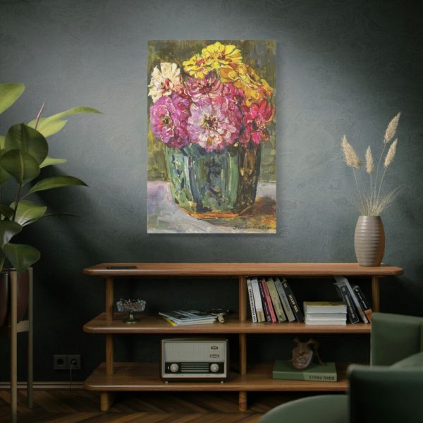 91655-24.jpg Still Life with Zinnias in a Green Jar by Floris Verster Standard Canvas