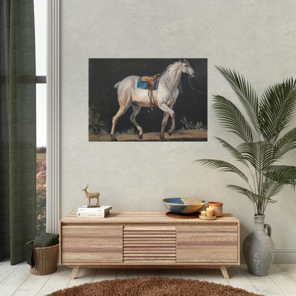 92408-10.jpg Saddled Gray Horse Walking by Jacques-Laurent Agasse Poster