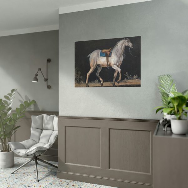 92408-11.jpg Saddled Gray Horse Walking by Jacques-Laurent Agasse Poster