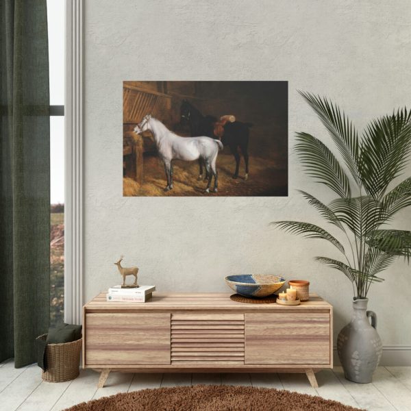 92408-40.jpg A Grey Pony and a Black Charger by Jacques-Laurent Agasse Poster