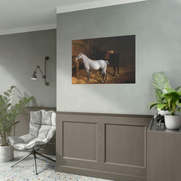 92408-41.jpg A Grey Pony and a Black Charger by Jacques-Laurent Agasse Poster