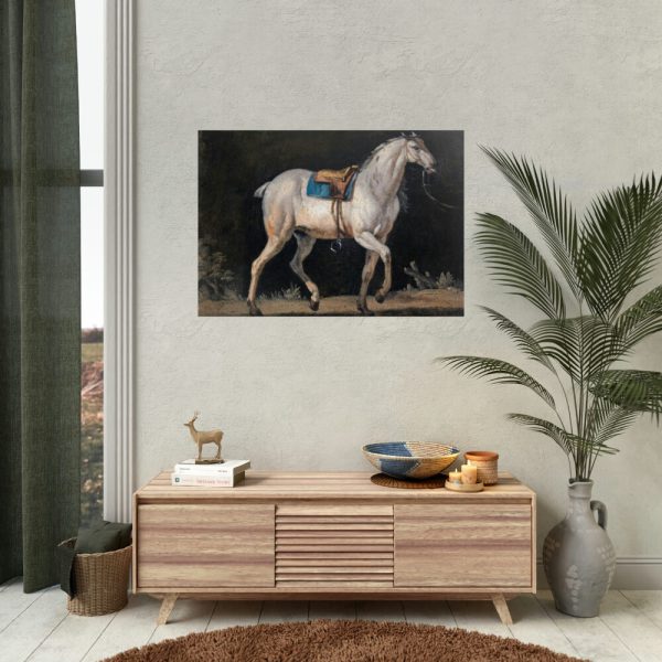 92409-10.jpg Saddled Gray Horse Walking by Jacques-Laurent Agasse Poster