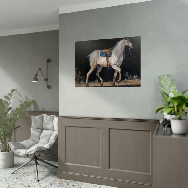 92409-11.jpg Saddled Gray Horse Walking by Jacques-Laurent Agasse Poster