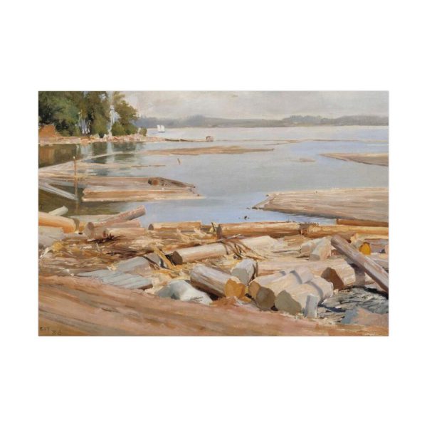 92409-237.jpg Log Raft by Albert Edelfelt Poster