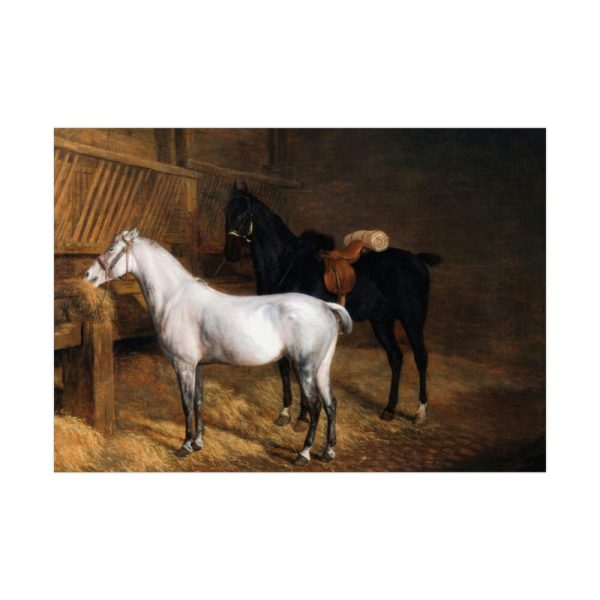 92409-39.jpg A Grey Pony and a Black Charger by Jacques-Laurent Agasse Poster