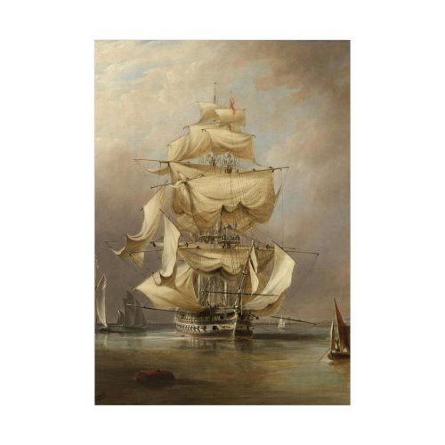 92410-114.jpg H.M.S. Asia Taking in Her Sails by Richard B. B. Poster