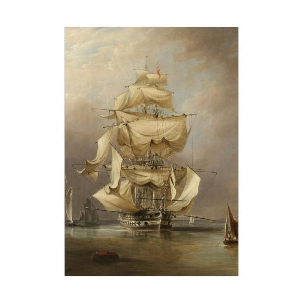 92410-114.jpg H.M.S. Asia Taking in Her Sails by Richard B. B. Poster