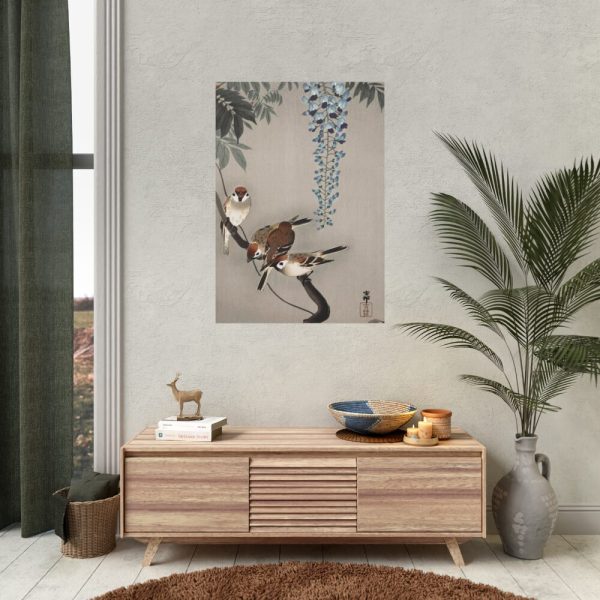 92410-151.jpg Ring sparrows at wisteria Poster