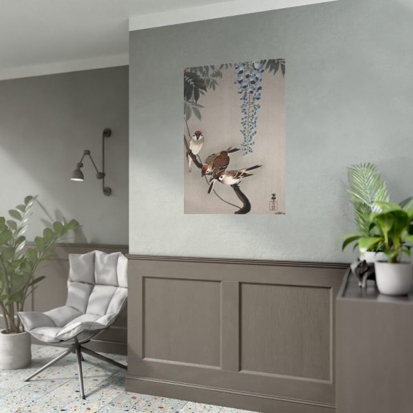 92410-152.jpg Ring sparrows at wisteria Poster