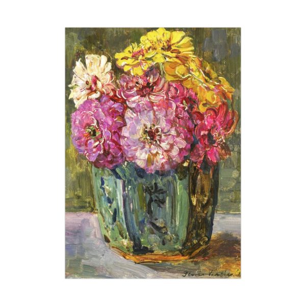 92410-18.jpg Still Life with Zinnias in a Green Jar by Floris Verster Poster