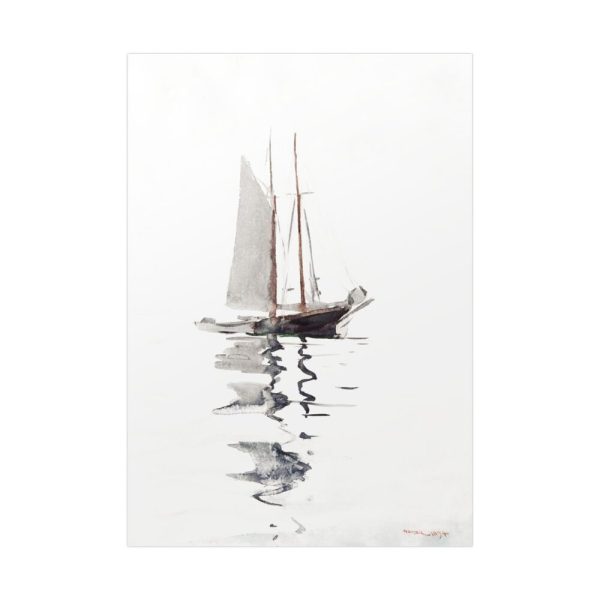 92411-102.jpg Two–Masted Schooner With Dory by Winslow Homer Poster
