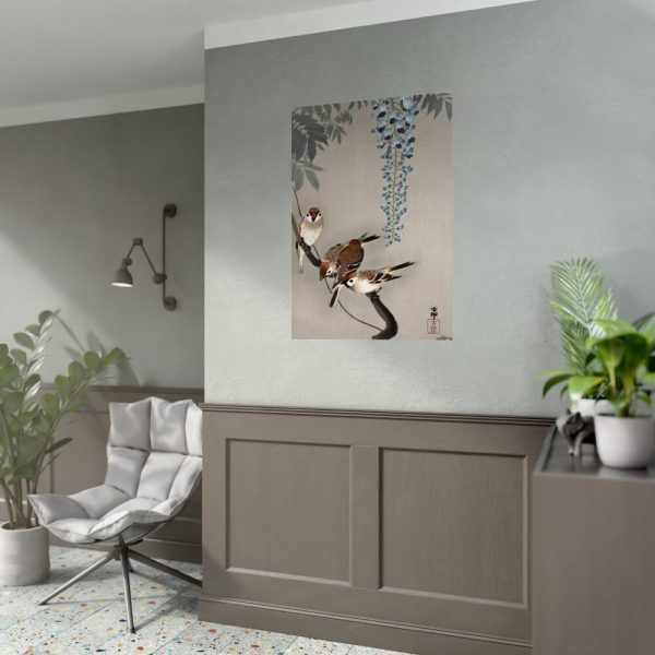 92411-152.jpg Ring sparrows at wisteria Poster