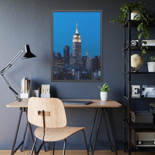 93830-122.jpg Empire State Building and Skyscrapers With Lights Framed Poster