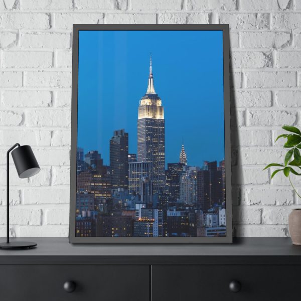 93830-123.jpg Empire State Building and Skyscrapers With Lights Framed Poster