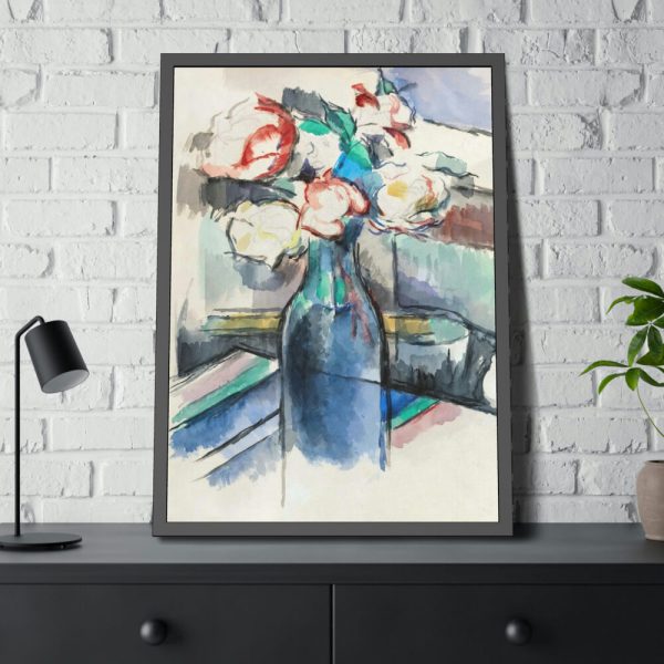 Roses in a Bottle by Paul Cézanne Framed Posters