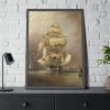 93830-155.jpg H.M.S. Asia Taking in Her Sails by Richard B. B. Framed Poster