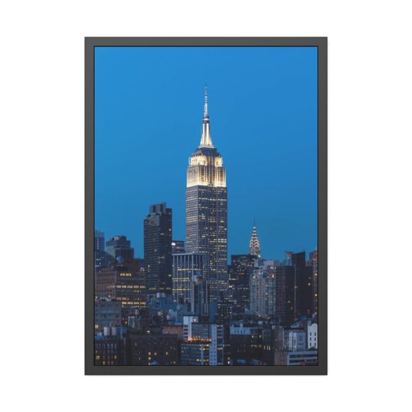 93831-120.jpg Empire State Building and Skyscrapers With Lights Framed Poster