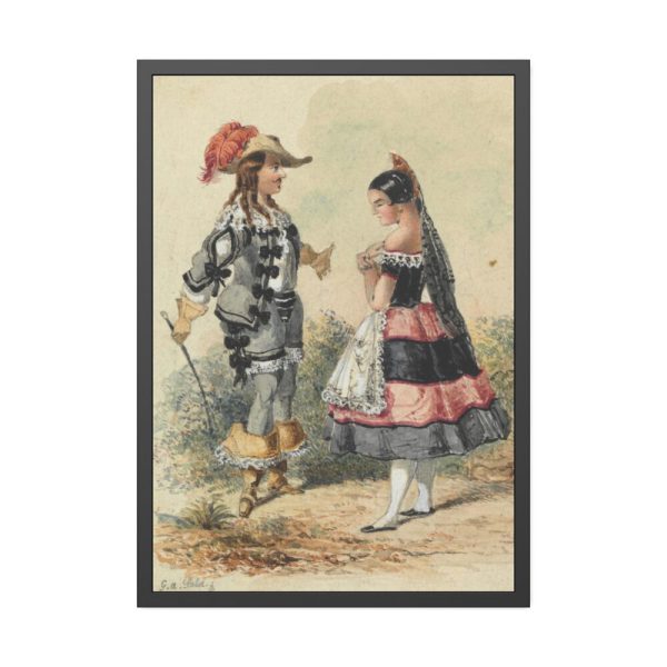 93831-208.jpg Cavalier and Maid in Spanish Costume Framed Poster