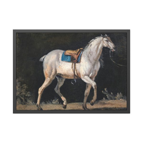 Saddled Gray Horse Walking by Jacques-Laurent Agasse Framed Poster