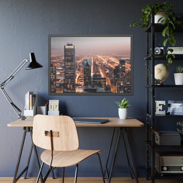 93854-174.jpg Gray High-Rise Building at Night Framed Poster