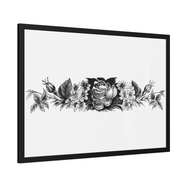 Vintage Victorian Style Blooming Flowers Engraving Framed Poster