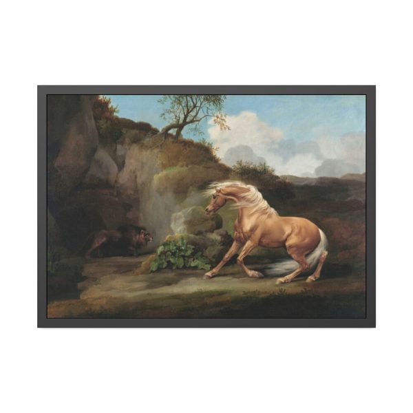 Horse Frightened by a Lion by George Stubbs Framed Poster