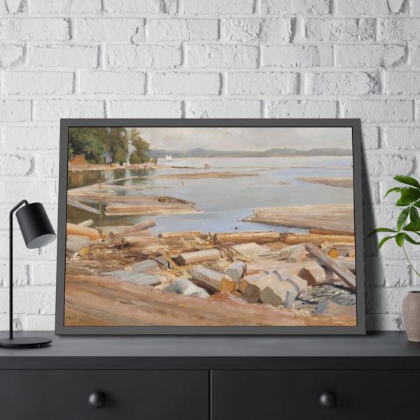 93854-322.jpg Log Raft by Albert Edelfelt Framed Poster
