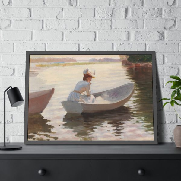 Woman in a Rowing Boat by Albert Edelfelt Framed Poster