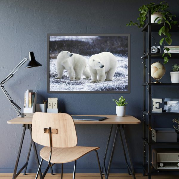 Polar Bears Walking Together Framed Poster