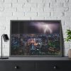 93855-219.jpg Lighting Strikes on a Stormy Night Over Bangkok's Skyline Framed Poster